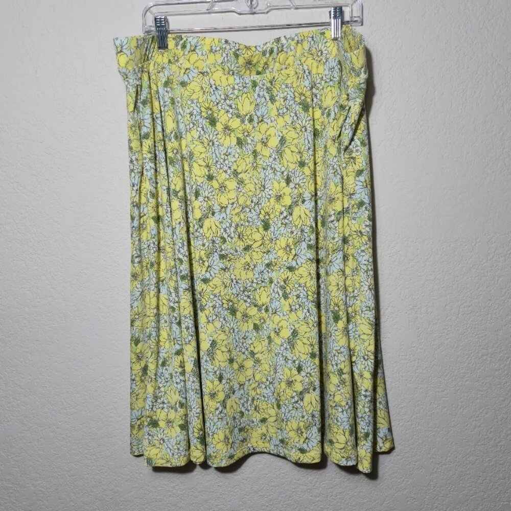 ModCloth Retro 70s Ditsy Floral Yellow Midi Skirt with Pockets - Size 2X
